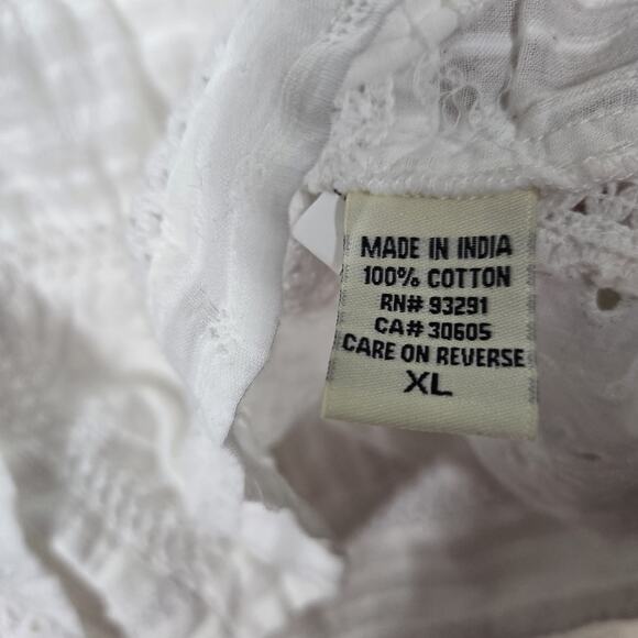 Dylan Patchwork Top sz XL White Cotton Button Front Embroidered Boho Fairycore - Picture 14 of 16